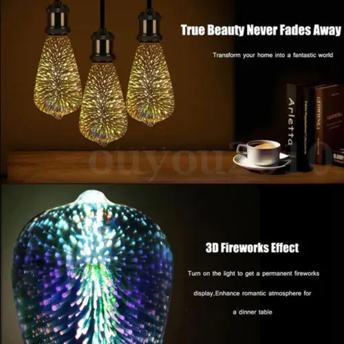 3D фейерверк E27 G80/G95/G125 светодиодный Ретро Винтаж Edison Фея лампа