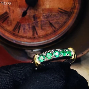 

Natural green emerald gem Ring Natural gemstone ring 925 sterling silver trendy Elegant Row Bulge women girl gift party Jewelry