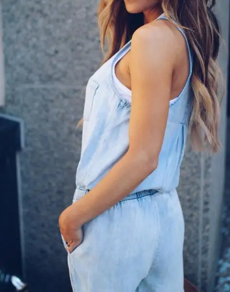 Denim Wash Overall For Summer Lady Women Fashion Cool Street Blue Plain Women Sleeveless Loose Jeans Jumpsuit Long Pants Denim Wash Overall For Summer Lady Women Fashion Cool Street Blue Plain Women Sleeveless Loose Jeans Jumpsuit Long Pants