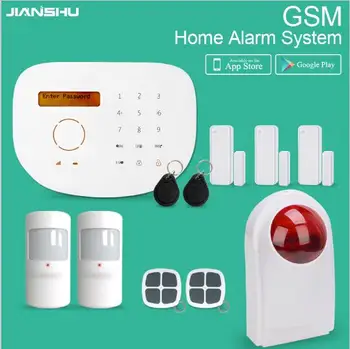 

433mhz GSM Alarm System IOS Android APP Control SMS Home Security Alarm System multi Languages Wireless burglar alarm system