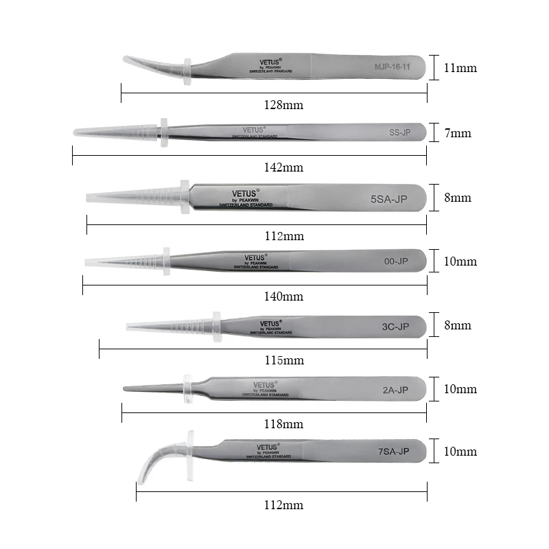 VETUS Высокоточный Пинцет из нержавеющей Стали немагнитный Супер жесткий Пинцет для мобильного телефона планшета ПК Инструменты для ремонта