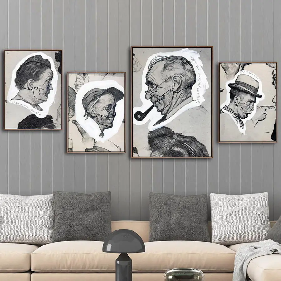 홈 인테리어 프린트 아트 월 그림, 거실 포스터, 캔버스 프린팅, 아메리칸 노먼, 록웰