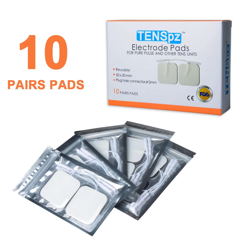 

KOMWELL TENS Electrode Pads - High quality TENS Unit Electrodes 2"x 2" Wide USE Self-Adhesive Reusable TENS pads, 10 pairs