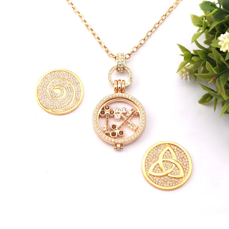 

SANSHOOR My Moneda Pendant with Sparkling Crystal Key Necklace and 2pcs Extra Deluxe Coin Disc For Women Gift
