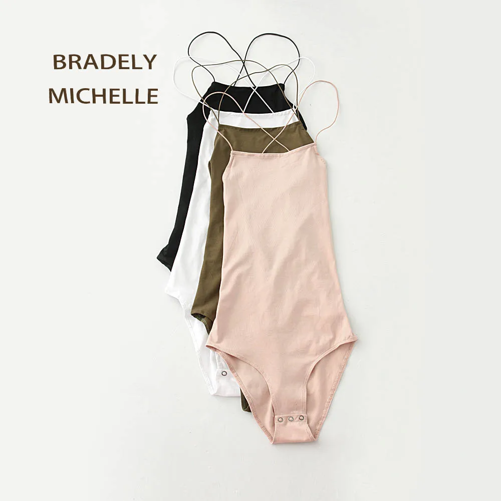 BRADELY ميشيل 2018 الصيف مثير النساء جديد سليم الصلبة أكمام عارية الذراعين أعلى ارتداءها مع زر مخفي