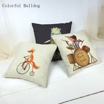 

Car-covers Store Throw Pillow Cushion Brand Cartoon Cute Fox Cojin Home Car Decor Cojines 45*45cm Square Cushion Cover Almofadas