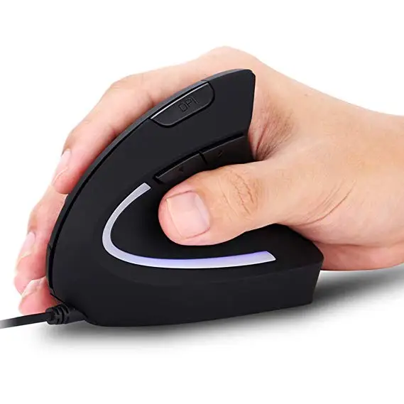 Проводная вертикальная мышь 5-Gen 3200 точек эргономичная Подсветка USB PC запястье для