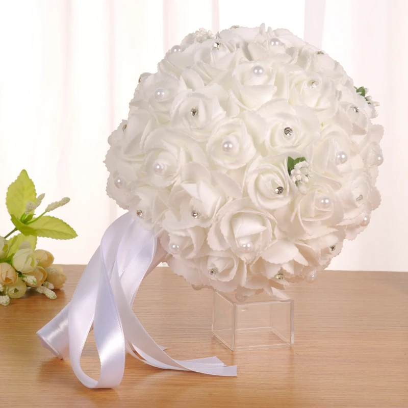 Большого свадебного Букеты цветы для подружек невесты кристаллы Boda Flores Ramos de Novia Ramo de Novia Искусственные цветы WP6665