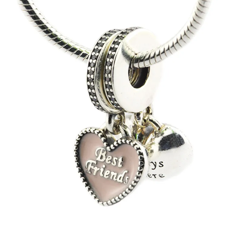 

Fits Pandora Bracelets best friends pendant charm Original 925 Sterling Silver Jewelry 2016 Autumn New diy making wholesale