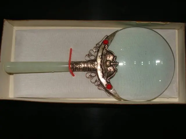 

Rare Old Chinese tibet silver and jade Magnifying Glass,handmade, best collections ,free shipping