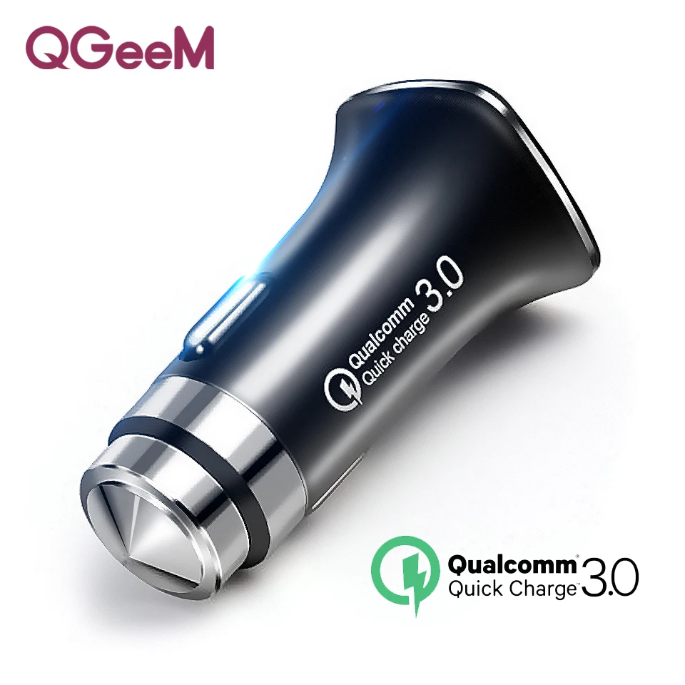 

QGEEM QC 3.0 USB Car Charger Safety Hammer Quick Charge 3.0 Car Fast Charger Phone Charging Adapter for iPhone Xiaomi Mi 9 Redmi