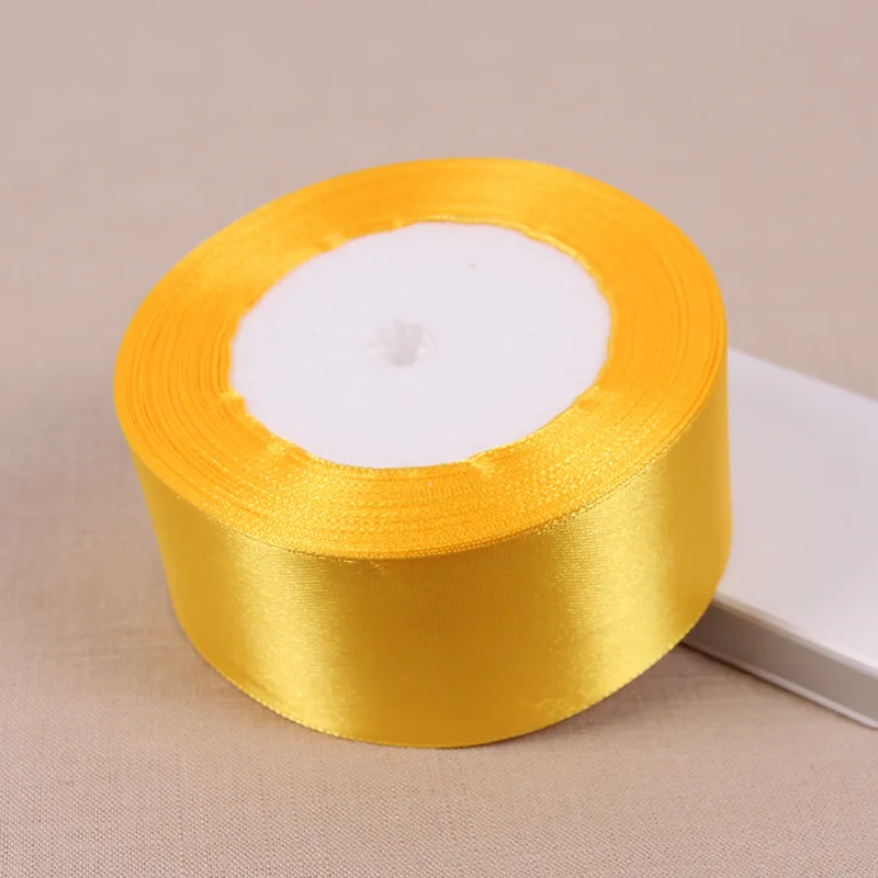 Luxurious Gold Yellow Silk Satin Ribbon - 25 Yards for Elegant Decorations & Gift Wrapping
