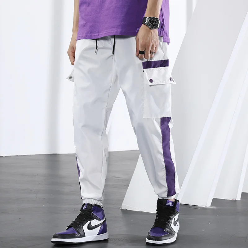 Korean fashion tide brand men's casual pants spring and summer new overalls men's beam pants multi-pocket casual pants