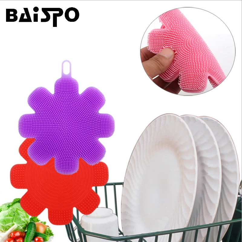 

BAISPO Magic Sponge Cleaning Brushes Silicone Dish Bowl Scouring Pad Pot Wash Brushes Cleaner Dish Home Kitchen Cooking Tool