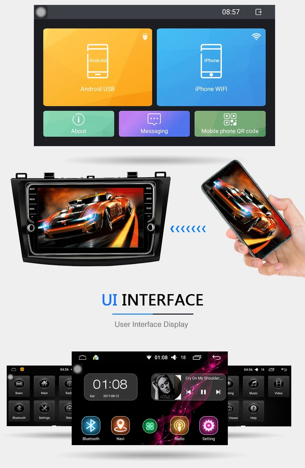 Sale Funrover 2 din Android 8.0 Car DVD auto radio tape recorder Player Autoradio GPS Navigation for Mazda 3 Axela wifi rds BT No DVD 19