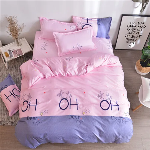 Постельное белье The Nordic style bedding set duvet cover set twin Full Queen brief reactive printed bed linen flat sheet bedclothes not quilt - Цвет: deer