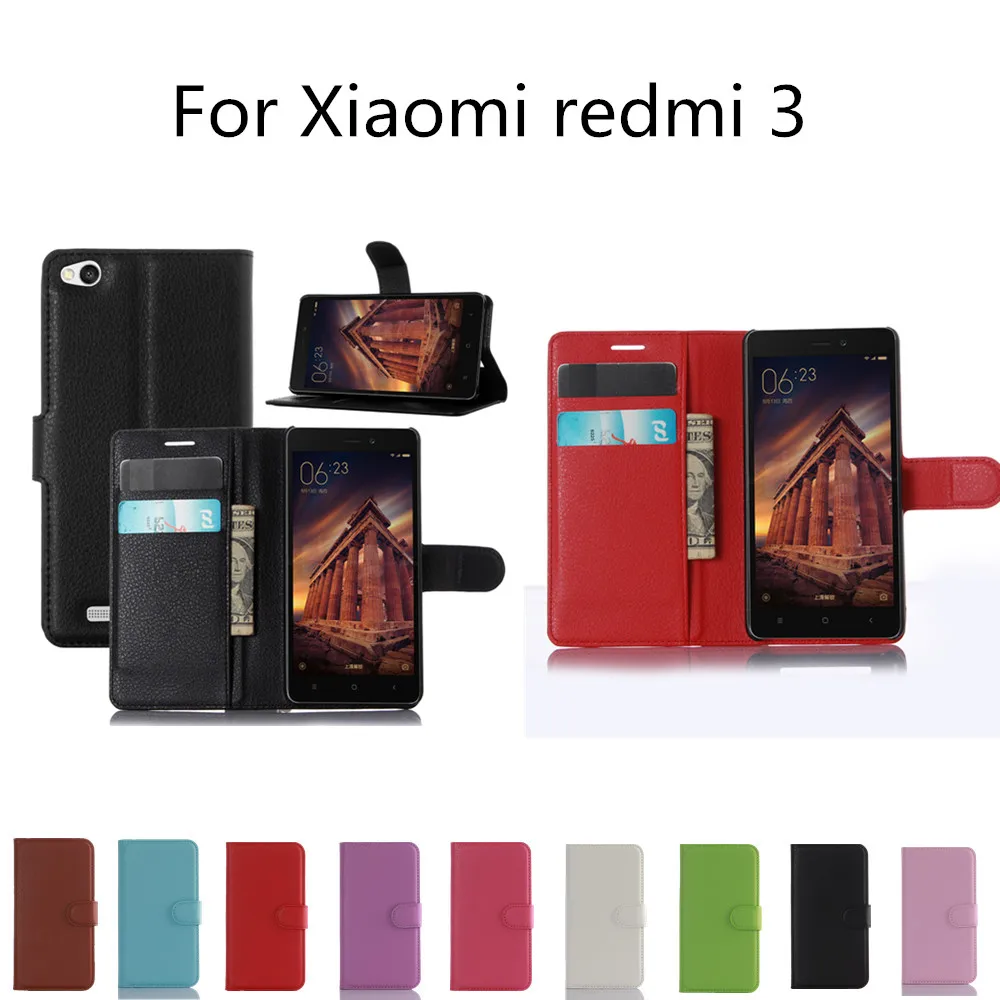 

Wallet Style PU Leather Case For Xiaomi redmi 3 case xiaomi redmi 3 with Stand Function and Card Holder Case For redmi3 hongmi 3