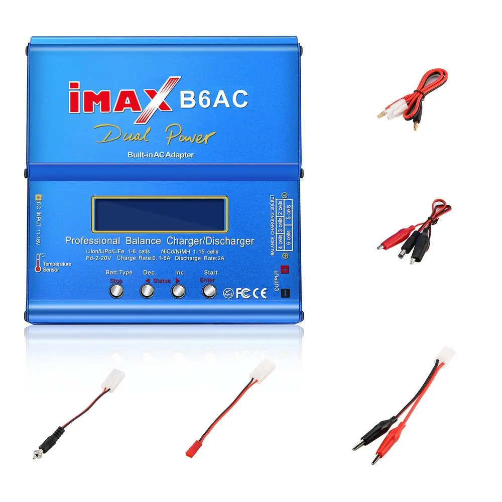 

Blue 80W iMAX B6AC 100V-240V Lipo NiMH 3S RC Lithium Battery Balance Charger Digital LCD Screen RC Hobby