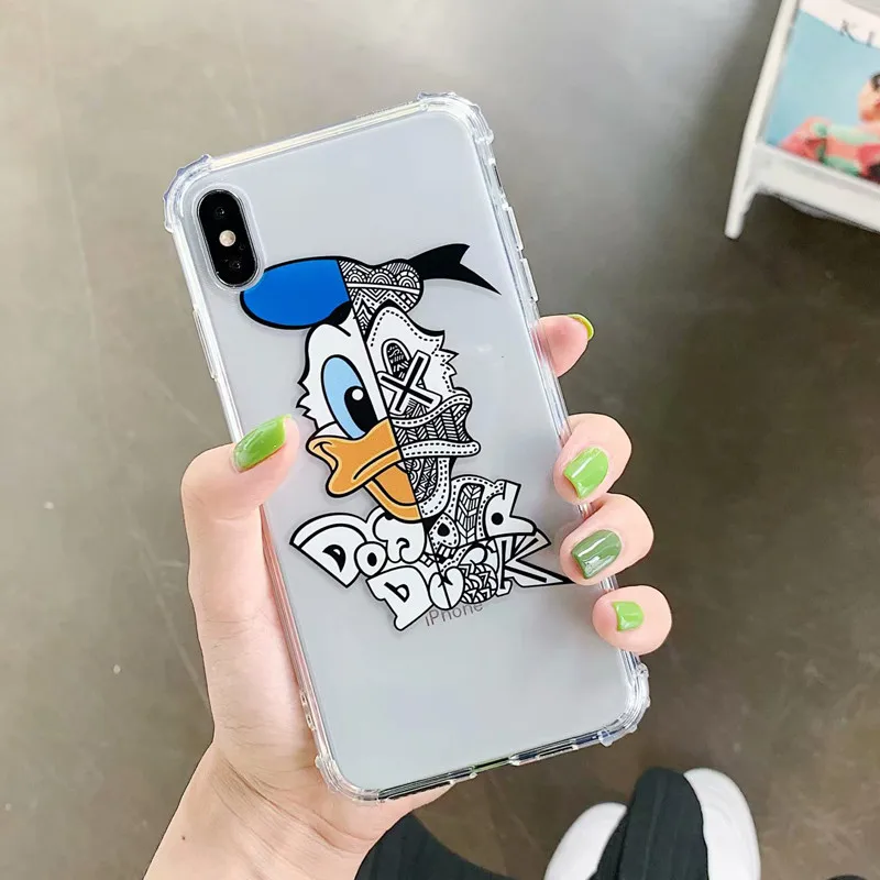 

GYKZ Cartoon Bear Donald Clear Phone Case For iPhone 7 XS MAX X XR 6 6s 8 Plus Soft TPU Shockproof Transparent Back Cover