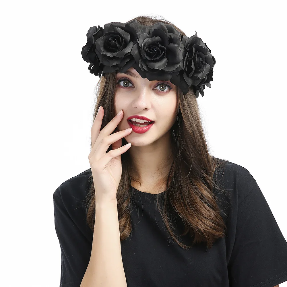 New Women Retro Black Roses Headband Bride Headband Girls Dance