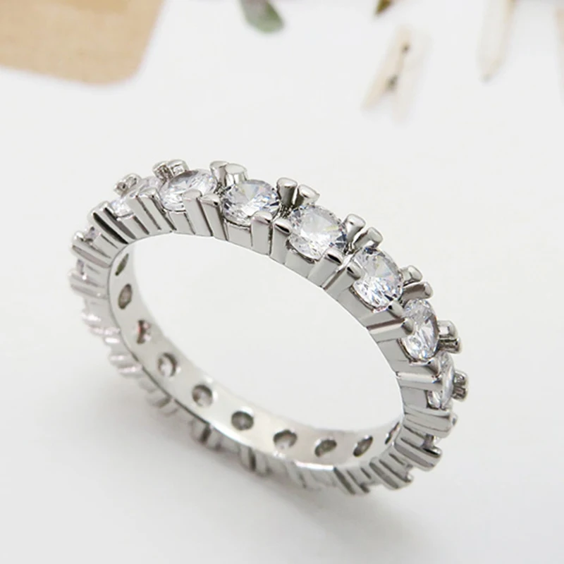 Jewelry Inlay Cubic Zirconia Shaped Ring For Women Wedding Engagement Size