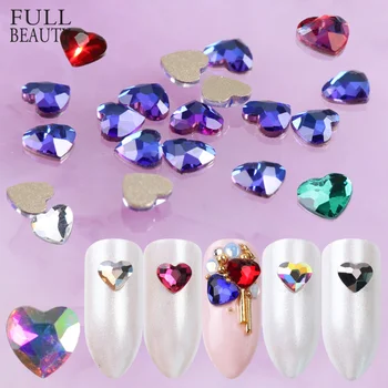 

10pcs Heart Nail Rhinestone 3D 6mm Flatback Valentine Stones Blue Crystal Glass Manicure Sticker Gems Nail Art Decoration CH991
