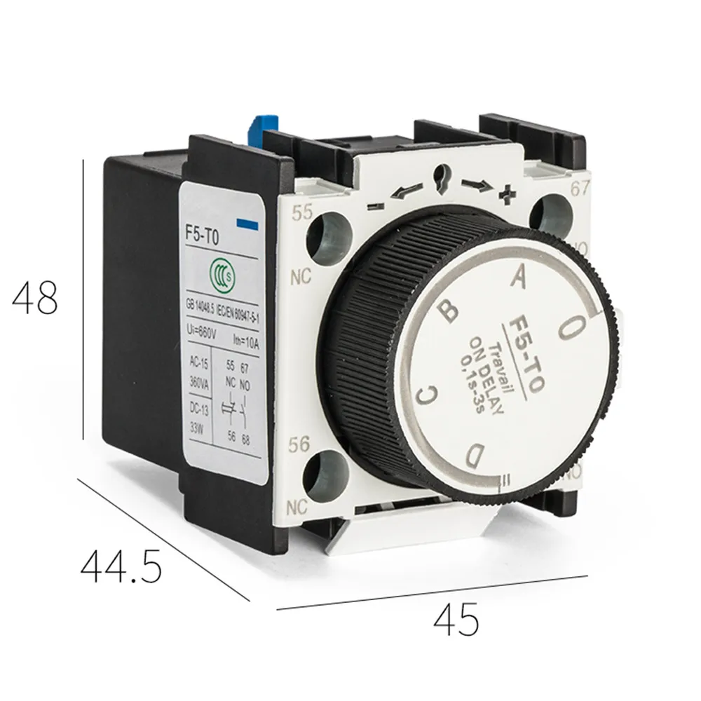 LA2 DT2 F5-T2 T0 T4 F5-D2 D0 D4 660V 10A 1NO 1NC Time ON Delay Relay Auxiliary Contact Block 0.1-3s/0.1-30s/0.1-180s