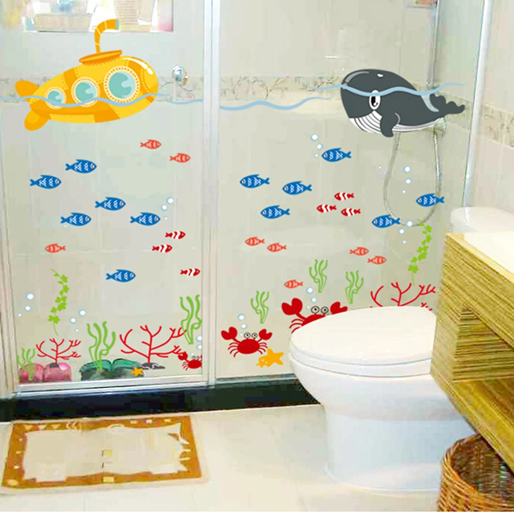 rimovibile oceano animali bagno stickers murali 3d wall stickers home decor