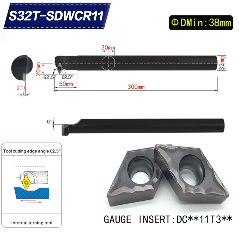 S32T-SDWCR11 62,5 градусов внутреннего точения держатель инструмента для DCMT11T304 DCMT11T308 вставить внутренняя борштанга токарный станок