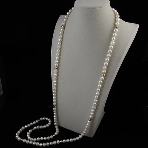 

Terisa Pearljewelry AA 9-10mm White Freshwater Pearl Necklace 60cm-200cm Long Pearl Jewelry Perfect Lady's Wedding Party Gift