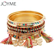 Joyme богемский стиль красный многослойный strand браслет и браслет для женщин ручной работы дружбы хлопок браслет с кисточками