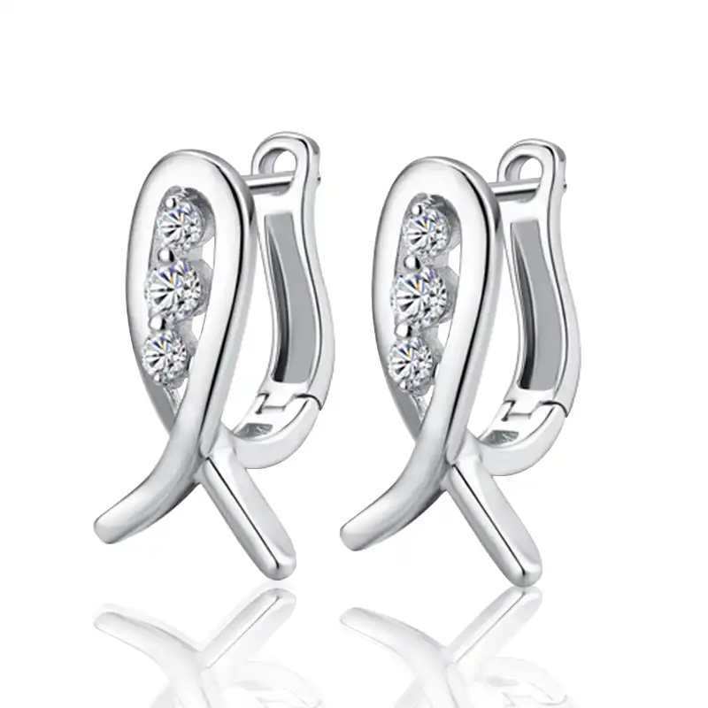 2017 Бесплатная доставка украшений женский рыбы декор циркон серебряные серьги женские рыбы популярный стиль серьги и ухо клип