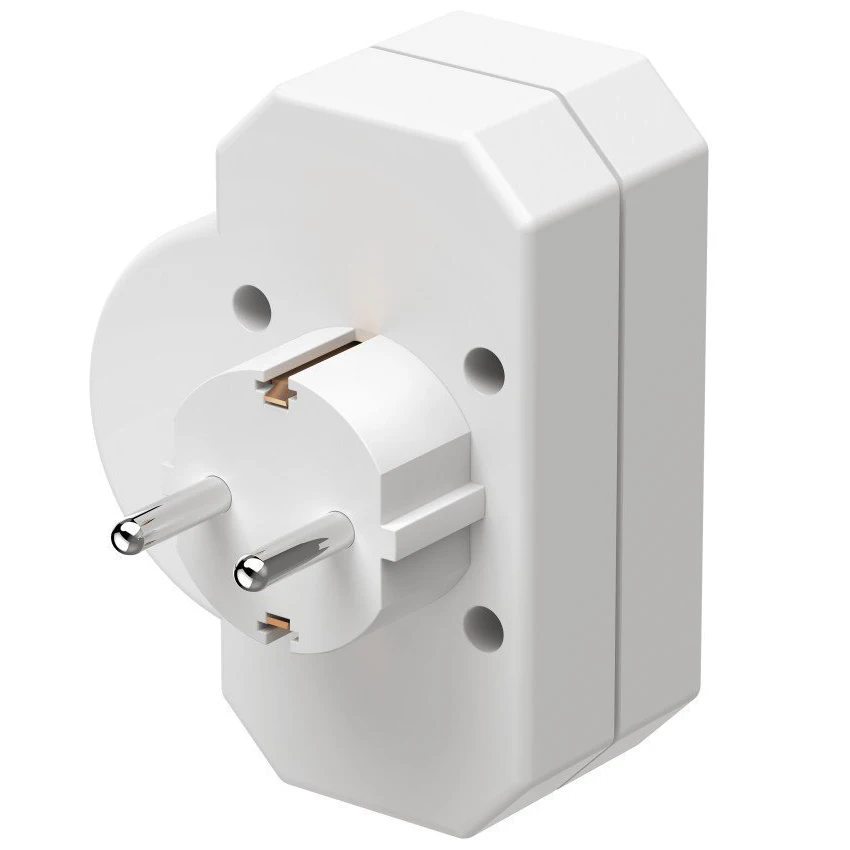 European Schuko Socket Adapter with Switch - 2-Way/3-Way Wall Extension, 16A Type E