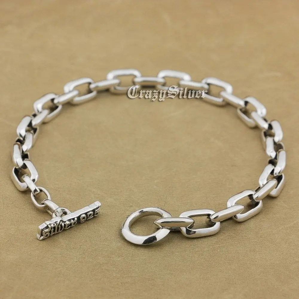 925 Sterling Silver Mens Biker Rocker Punk Bracelet 8W010 8 Lengths