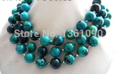 

000333 54'' 13mm Round Malachite Crystal Necklace