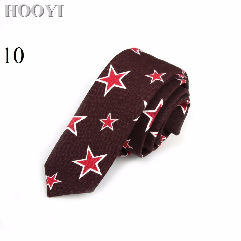 HOOYI 2019 Новая мода Звезда Тонкий хлопок Галстуки для мужчин узкий галстук с принтом 5 см Ширина