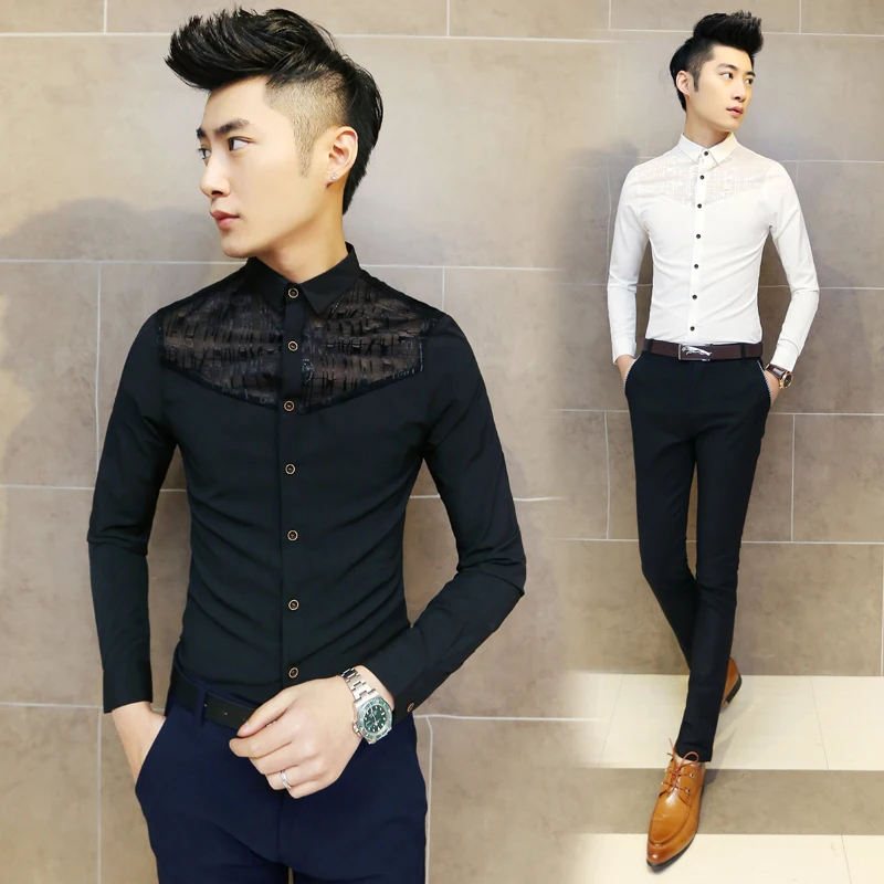 Mens See Through Shirts 2016 New Brand Lace Shirt Slim Fit Sexy Black White Men Party Club Fashion M 2XL In Casual From Mens See Through Shirts 2016 New Brand Lace Shirt Slim Fit Sexy Black White Men Party Club Fashion M 2XL In Casual From