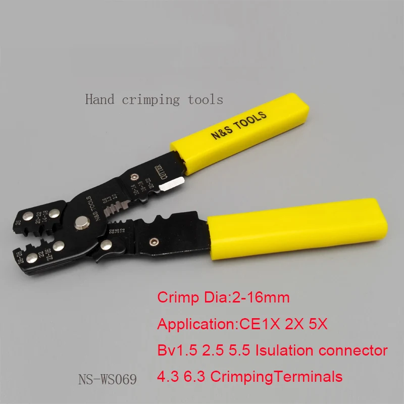 

Hand Crimping tool pliers 2-16 sq mm2 CE 1 2 5 wire cable connector electrical terminal BV wire stripper multi function
