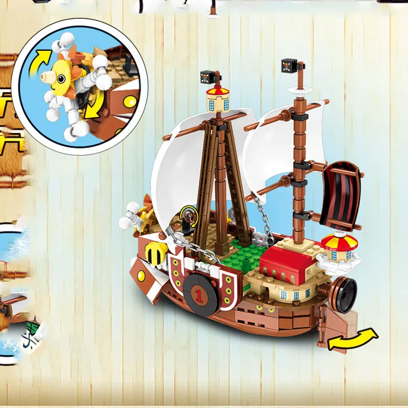 SY6297 Солнечный Пиратский корабль Luffy Lepinblocks Techinc Ideas фигурка Playmobil Строительные