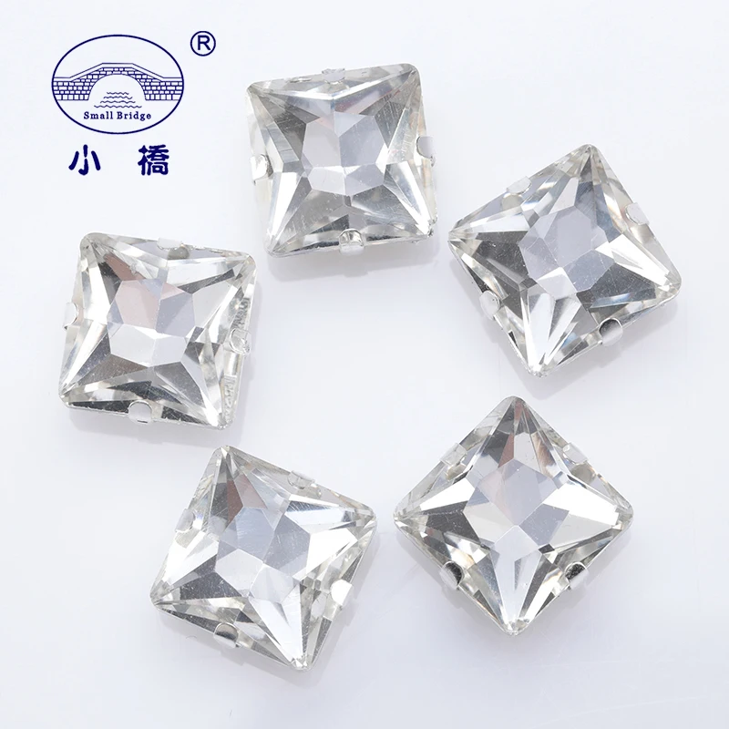 

Glitter Square Crystal Stone For Clothes Loose Diy Flatback Craft Gems Glass Decorative Sew On Stone With Claw 10PCS S072