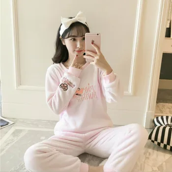 

MJ085A Plus Size 5XL Flannel Night Suit Pink Pajama Set Pijama Mujer Pyjamas Women Pizama Damska Femme Pigiama Donna Nightwear