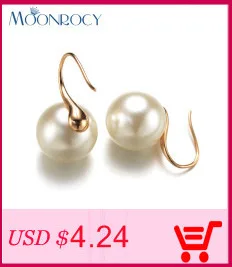 MOONROCY Free Shipping Fashion Jewelry Austrian Crystal For Women rose Gold Color Imitation pearl Earring Gift