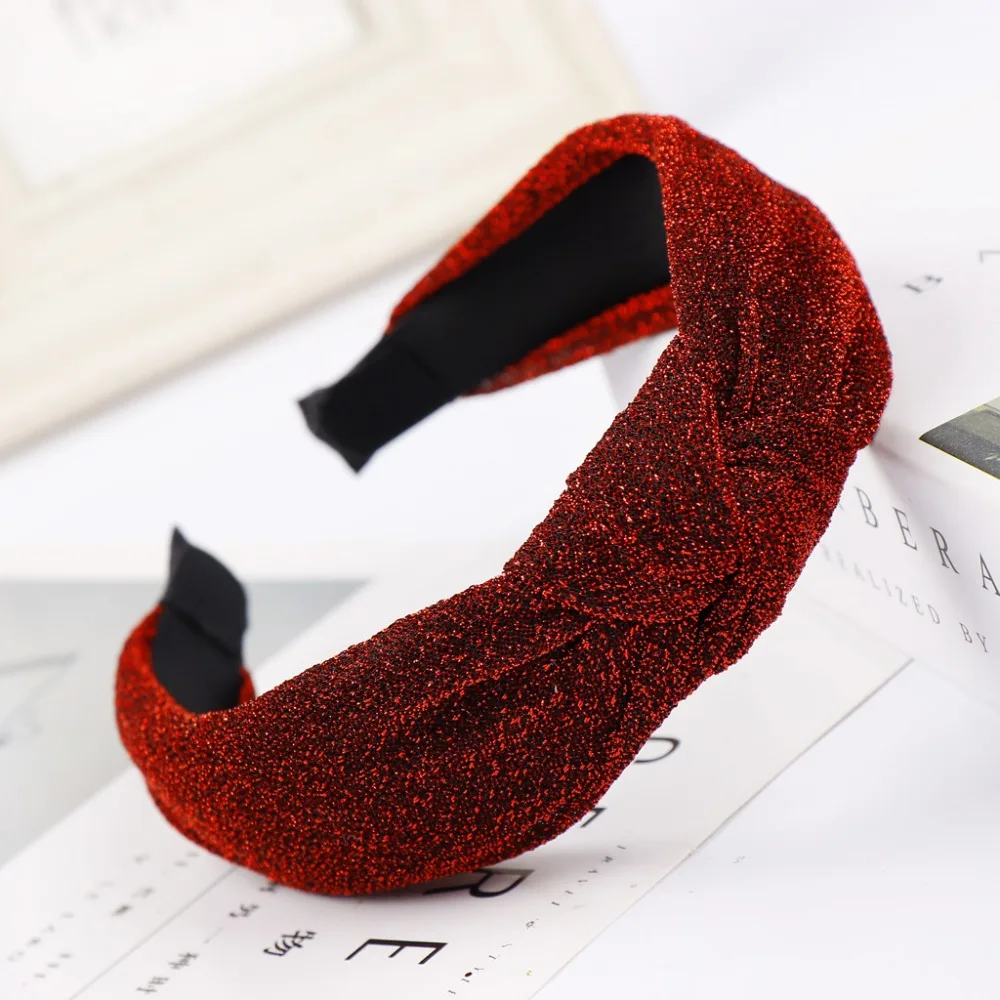 

2019 Elastic Knotted Headbands Wome Hair Hoop Headband Spark Hair Accessories Solid Head Hoop