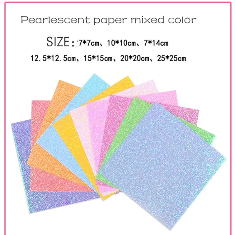 

50 Pcs Pearl Flash Paper DIY Craft for Kids Origami Kindergarten Decor Jewel Light Paper Creative Thousand Paper Cranes Origami