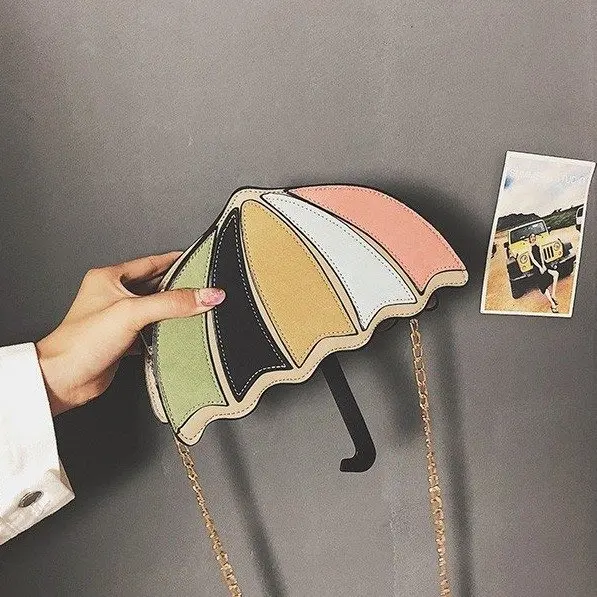 

Stitching Color Striped Umbrella Style Pu Leather Ladies Chain Purse Shoulder Bag Design Handbag Mini Messenger Bag Flap