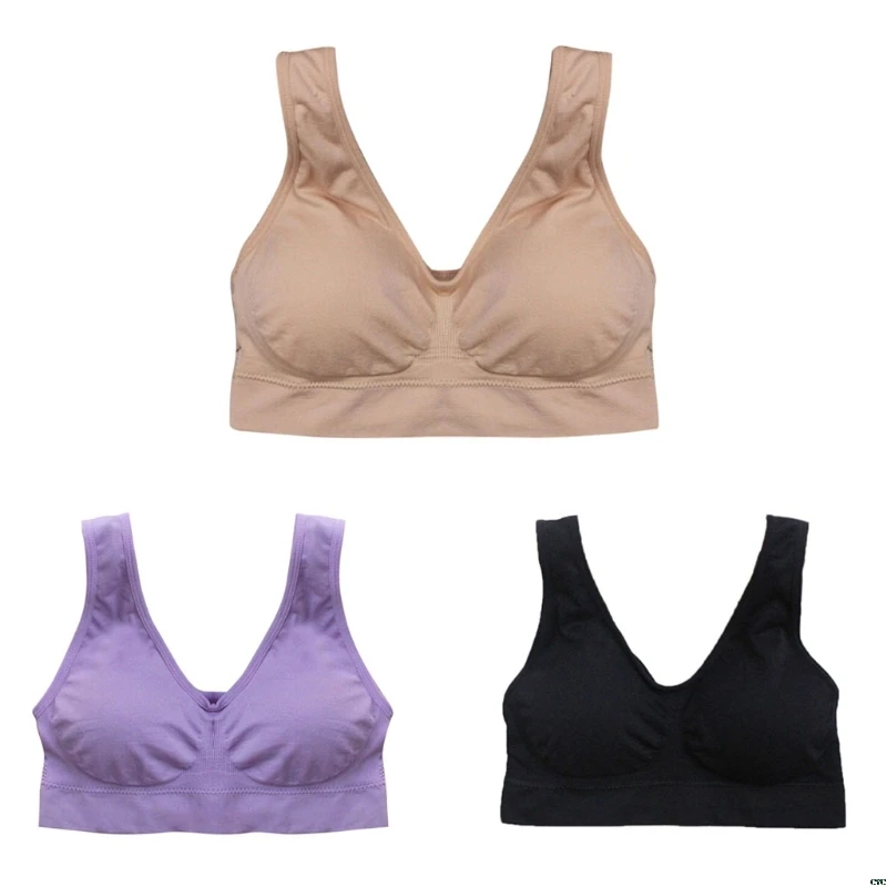 Womens Seamless Sports Bra Wire Drop Yoga Fitness Bralette Unpadded Comfort Sleep