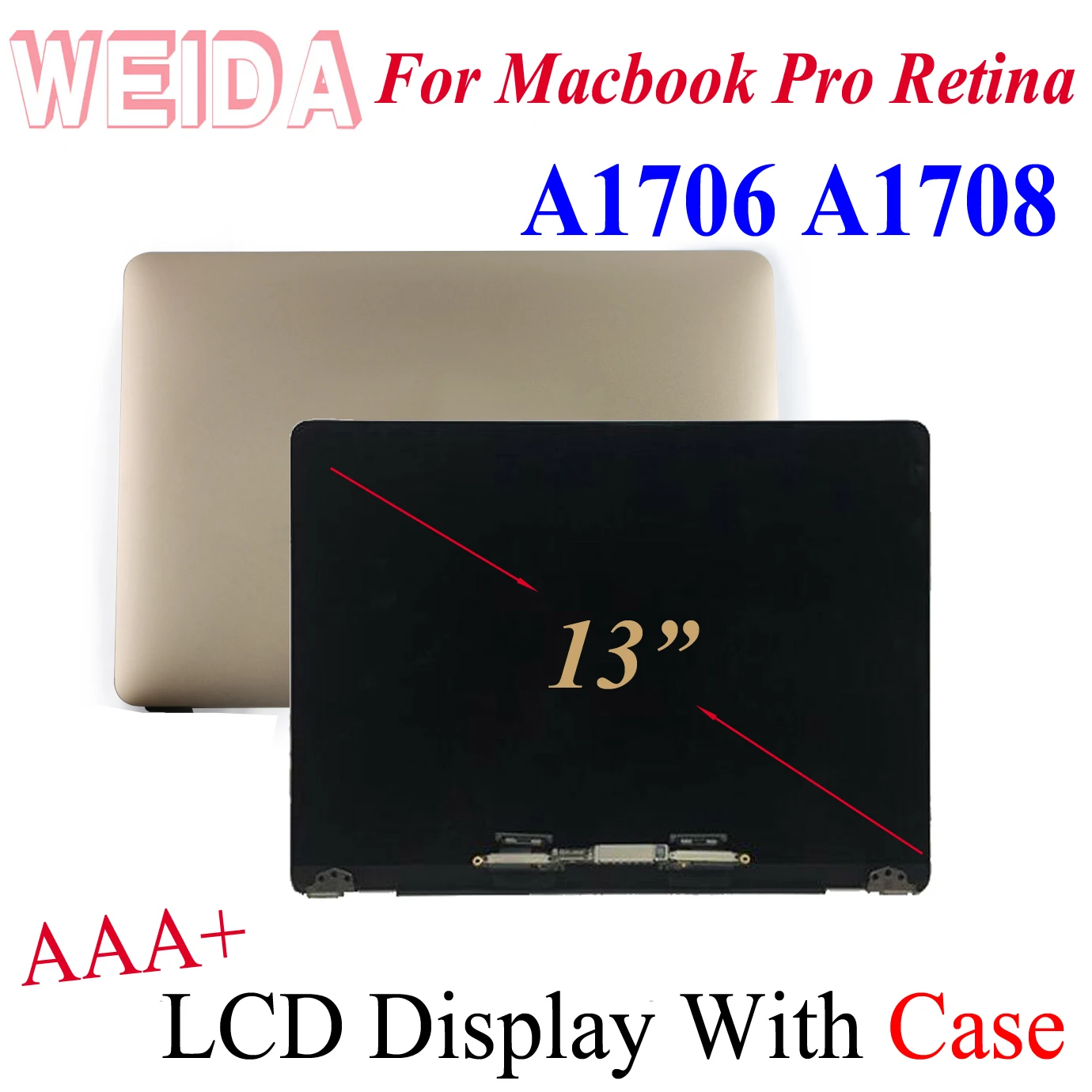 WEIDA 95% New LCD For Macbook Pro Retina 13" A1706 A1708 Display Touch Screen Full Complete Assembly Replacement