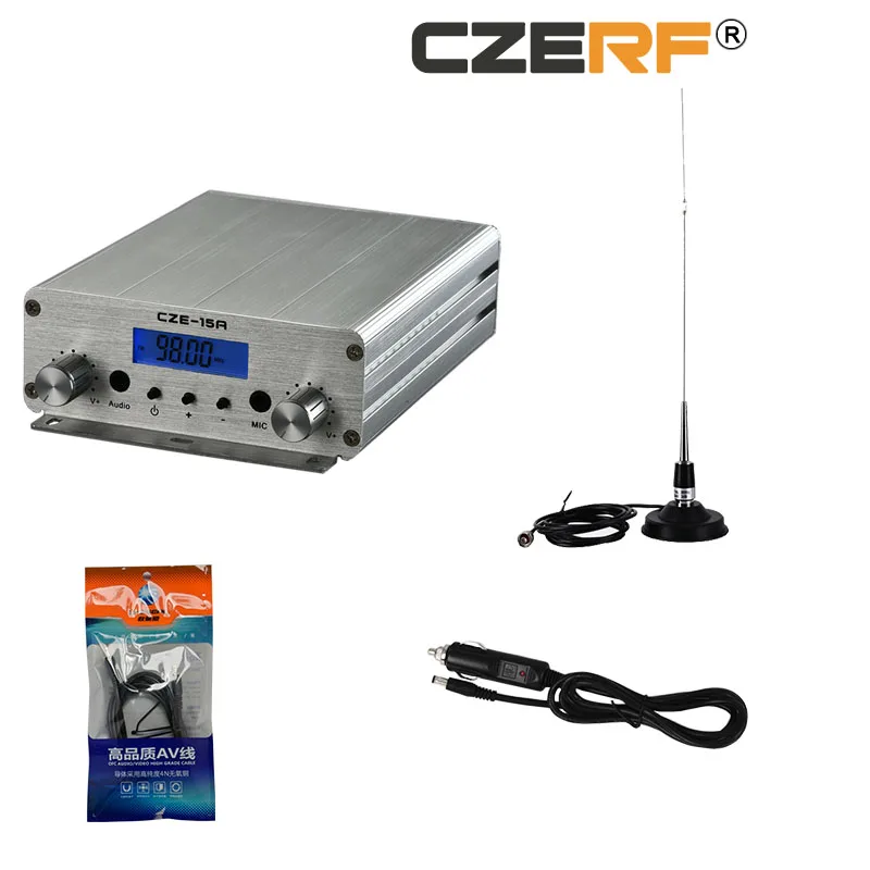 Free shipping CZE 15A 2W/15W wireless fm transmitter with Car antenna
