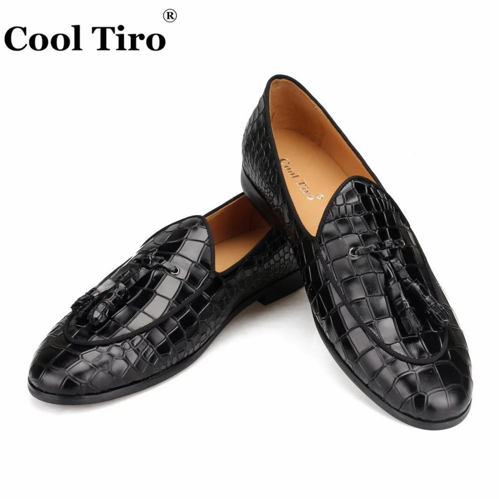 black croc loafers