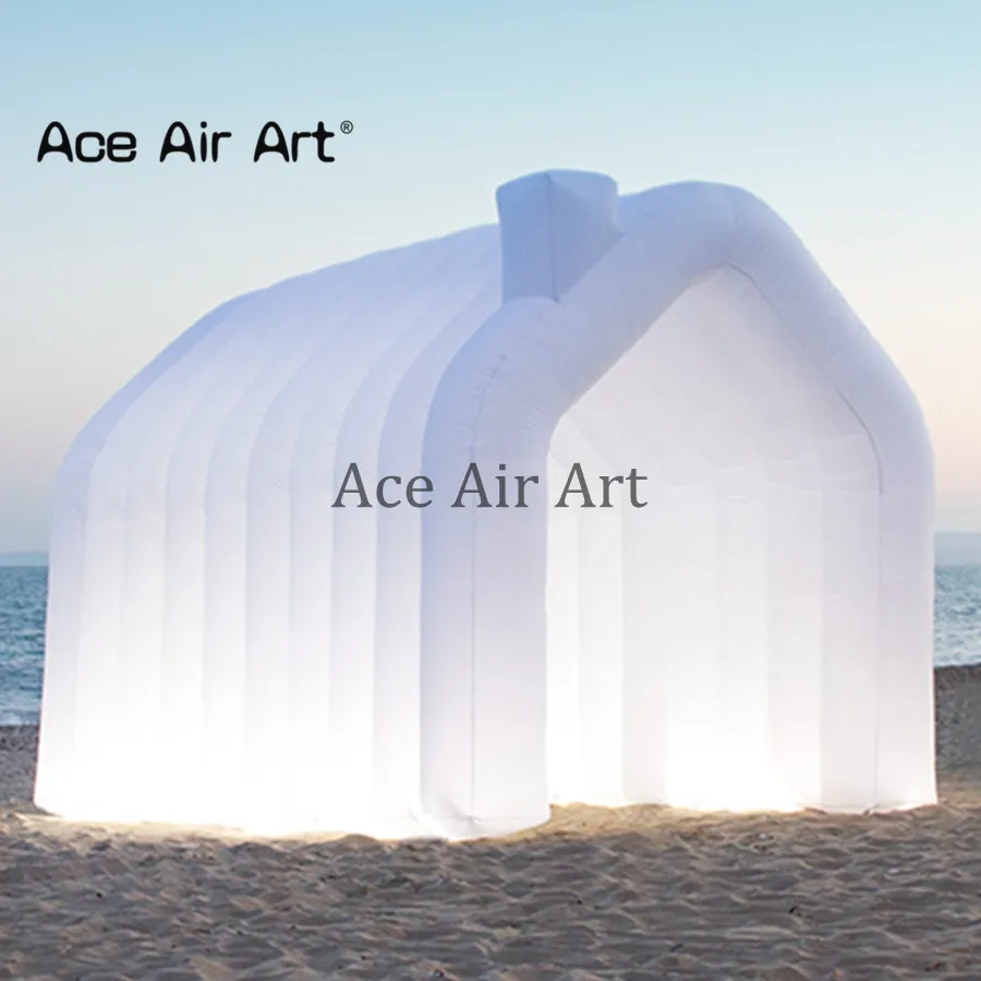 Портативный 4x3 м белый светодиодный надувные палатки, вечерние палатки для свадьбы и юбилея, Бесплатная подставка туннель пляжная